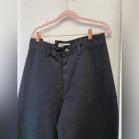 NWT Zara The Marine Straight High Rise Stretch Raw Hem Jeans Sz 14 - Picture 5 of 11